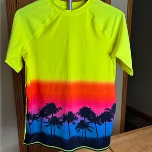 Lands End Vibrant Neon Yellow Gradient Rashguard